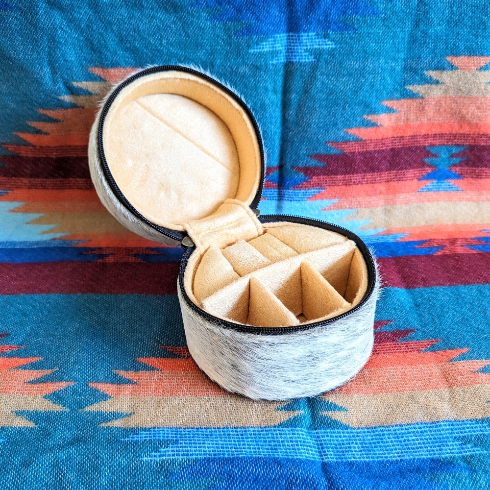 Genuine Cow Hide and Tooled Leather Jewelry Box